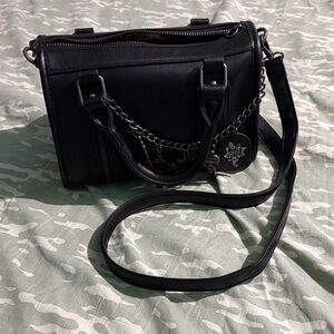 Ed Hardy Black Crossbody Bag with Chain Accent
